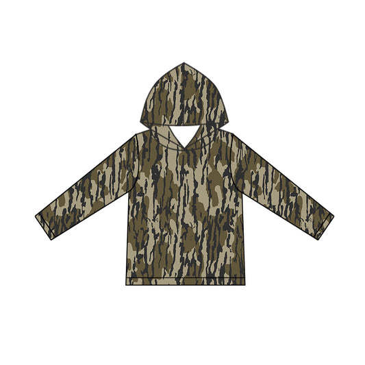 (Pre-order)BT0920 Green Camo Print Boys Hoodie Pullover Top