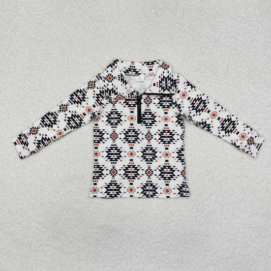 BT0937  Aztec Print Boys Western Pullover Zipper Top