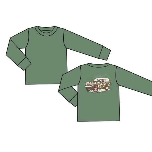 (Pre-order)BT0947   Camo Jeep Print Boys Fall Tee Shirts Top