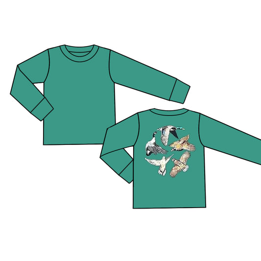 (Pre-order)BT0951   Duck Green Print Boys Fall Tee Shirts Top