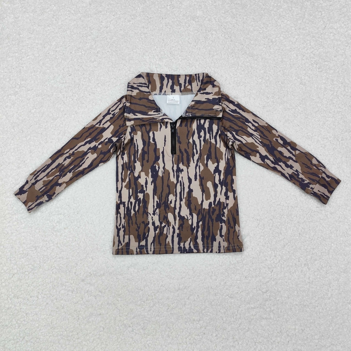 Camo Print Boys Hunting Zipper Pullover Tee Shirts Top Brothers Wear