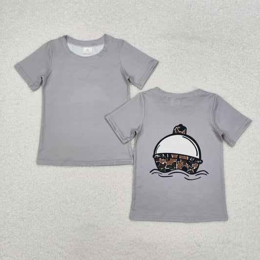 BT0961 Fishing Float Camo Grey Print Boys Summer Tee Shirts Top