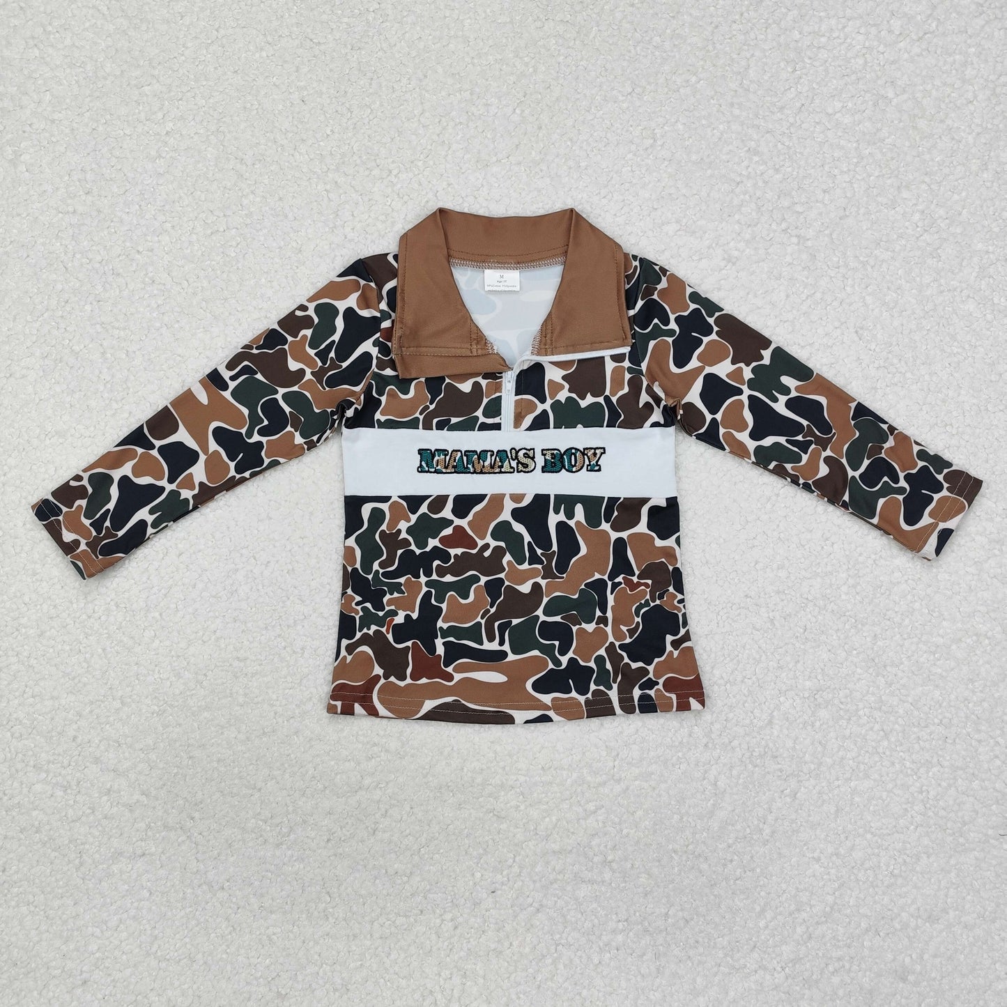 7 Colors Camo Embroidery Boys Pullover Zipper Top Brothers Wear
