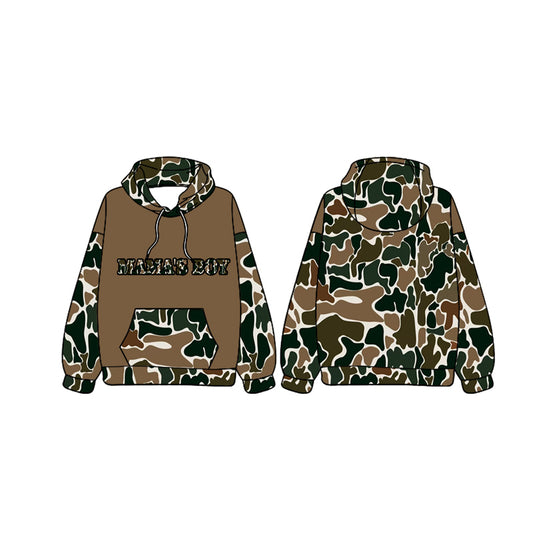 (Pre-order)BT0980  MAMA'S Boy Camo Print Boys Fall Hoodie Top