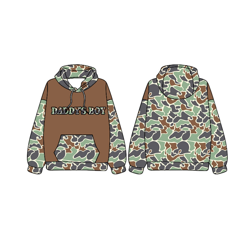 (Pre-order)BT0983 DADDY'S Boy Camo Print Boys Fall Hoodie Top