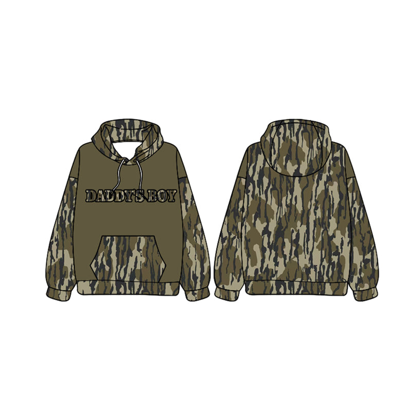 (Pre-order)BT0989 DADDY'S Boy Camo Print Boys Fall Hoodie Top