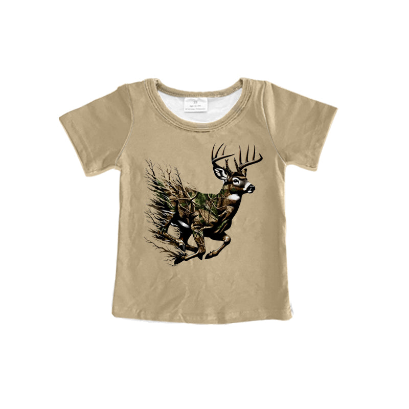 (Pre-order)BT0992  Deer Branch Camo Print Boys Tee Shirts Top