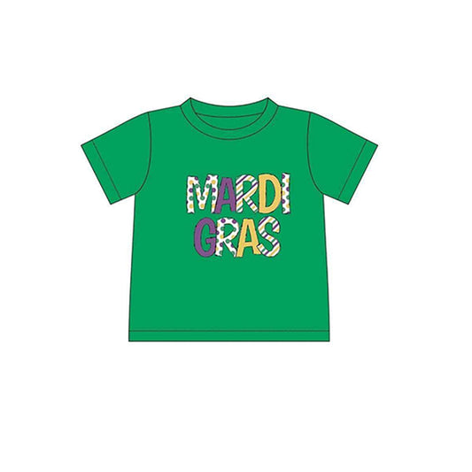 (Pre-order)BT0995  Green Mardi Gras Print Boys Tee Shirts Top