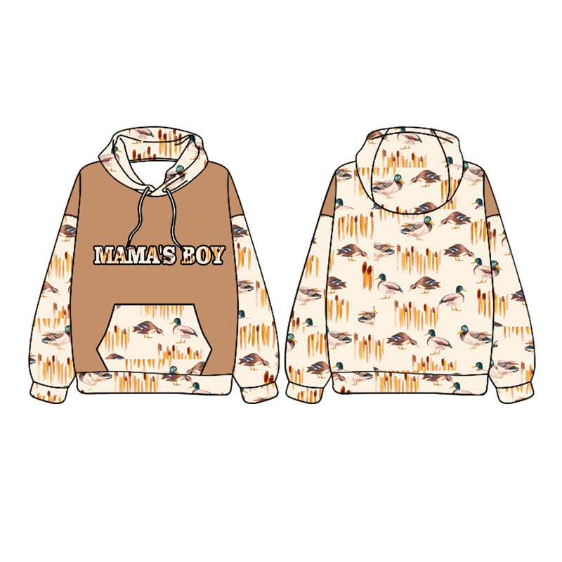 (Pre-order)BT1021 MAMA'S BOY Duck Brown Print Boys Fall Hoodie Top