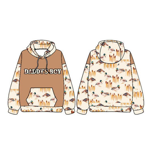(Pre-order)BT1022 DADDY'S BOY Duck Brown Print Boys Fall Hoodie Top