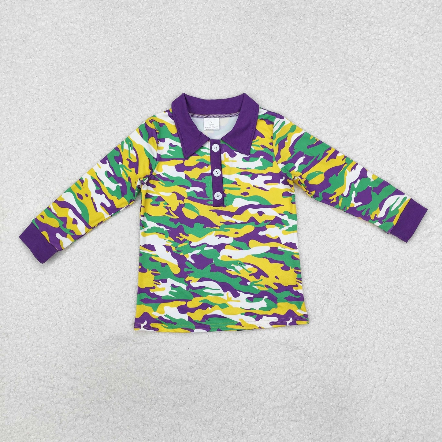 Purple Green Yellow Camo Print Brothers Mardi Gras Matching Clothes