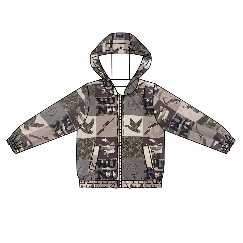 (Pre-order)BT1055 Duck Hunting Camo Print Boys Zipper Hoodie Jacket Top