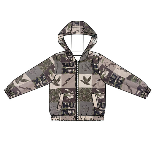 (Pre-order)BT1055 Duck Hunting Camo Print Boys Zipper Hoodie Jacket Top