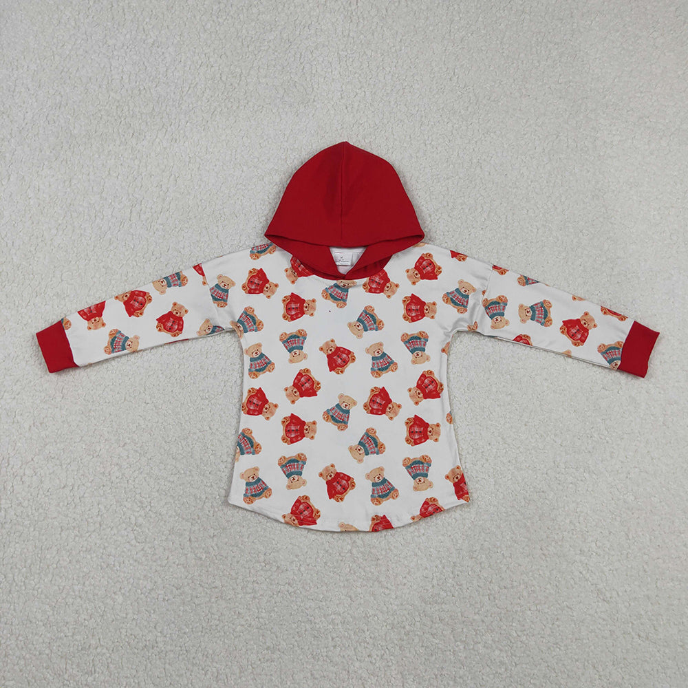 BT1056 Bear Print Boys Christmas Hoodie Top