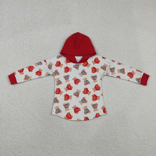 BT1056 Bear Print Boys Christmas Hoodie Top