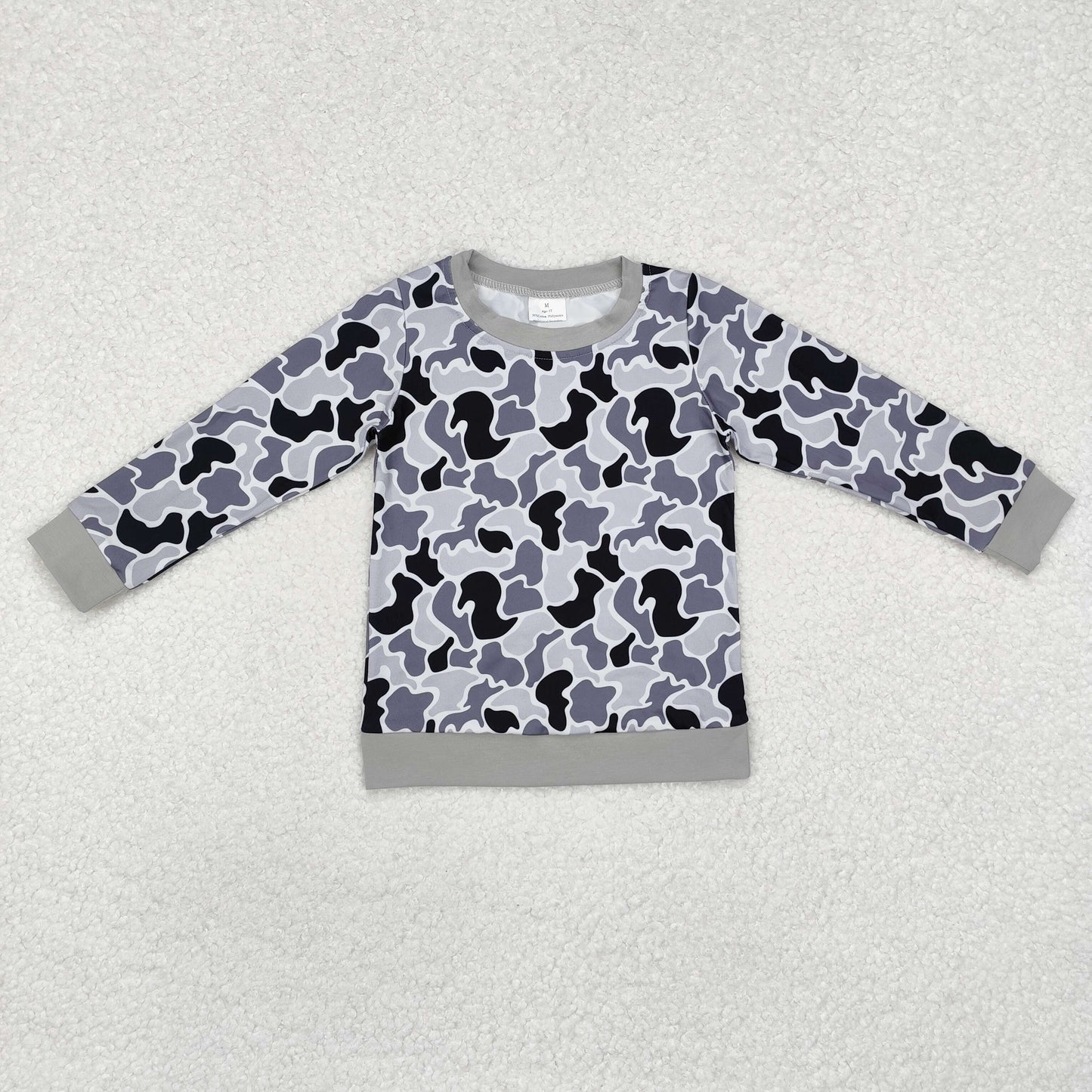 2 Colors Camo Print Boys Long Sleeve Tee Shirts Top