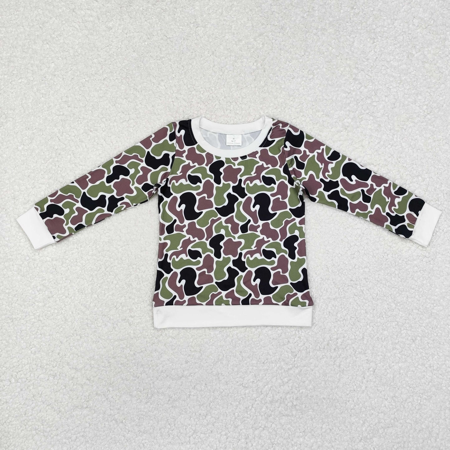 2 Colors Camo Print Boys Long Sleeve Tee Shirts Top