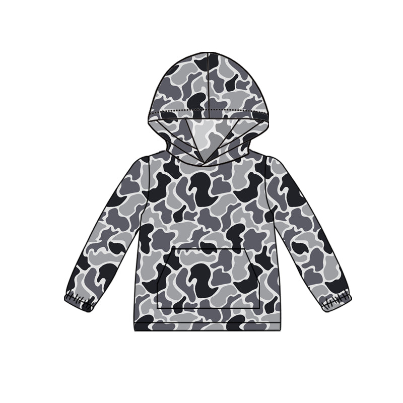 (Pre-order)BT1063 Gray Camo Print Boys Hoodie Top