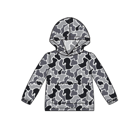 (Pre-order)BT1063 Gray Camo Print Boys Hoodie Top