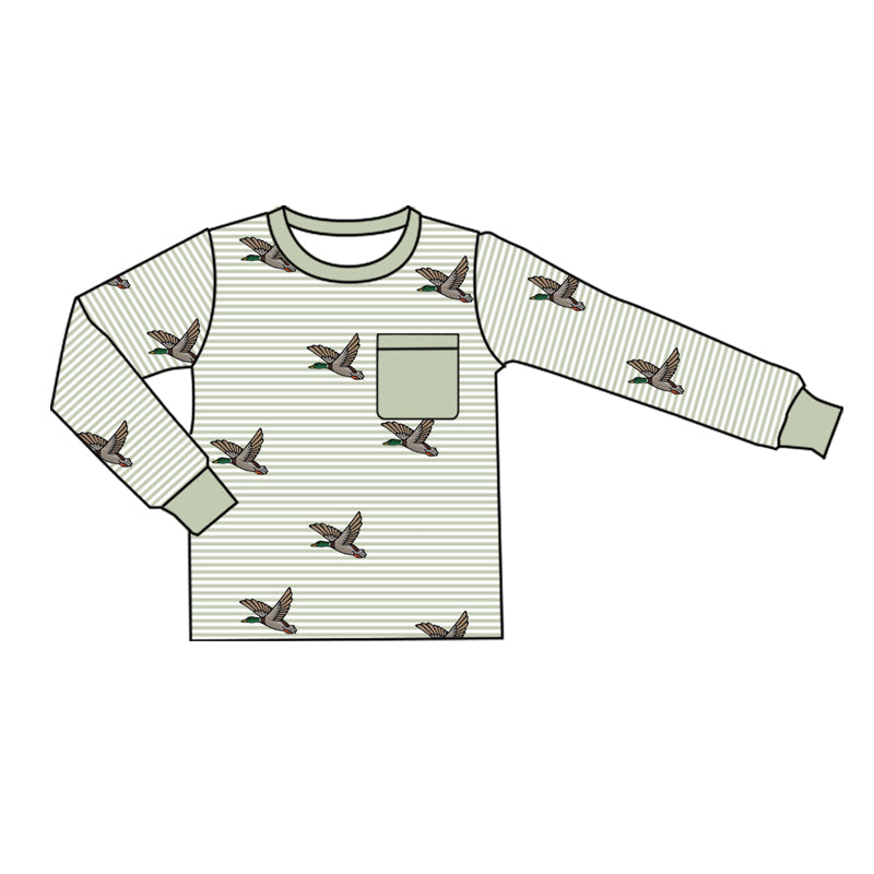(Pre-order)BT1070 Duck Print Pocket Boys Tee Shirts Top