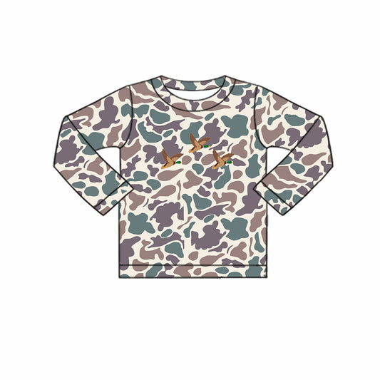 (Pre-order)BT1074 Camo Duck Print Boys Hunting Tee Shirts Top