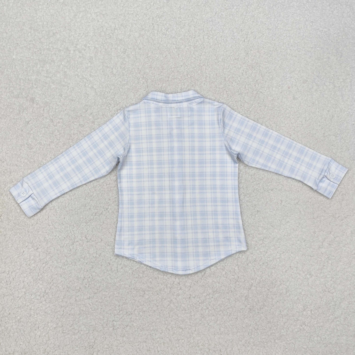 BT1075 Blue Plaid Print Boys Easter Tee Shirts Top