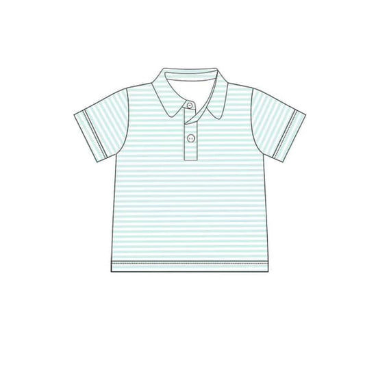 (Pre-order)BT1098 Blue Stripes Print Boys Summer Polo Tee Shirts Top