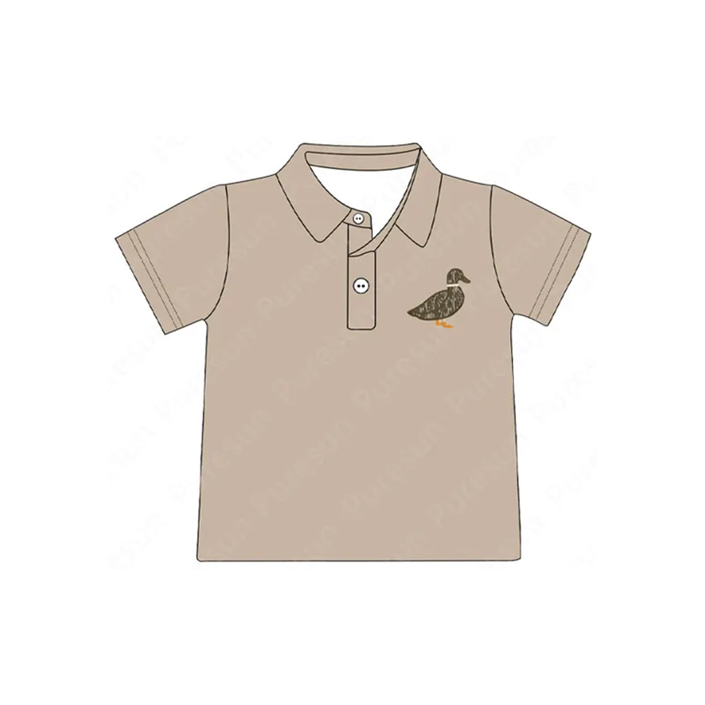 (Pre-order)BT1126  Duck Camo Print Boys Summer Polo Top