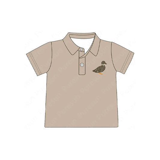 (Pre-order)BT1126  Duck Camo Print Boys Summer Polo Top