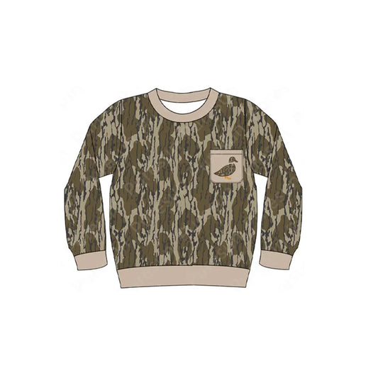 (Pre-order)BT1127  Duck Camo Print Pocket Boys Long Sleeve Tee Shirts Top