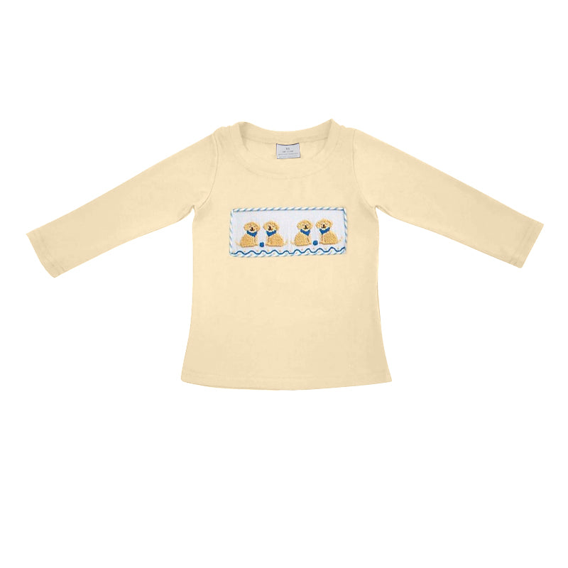 (Pre-order)BT1129  Dog Yellow Print Boys Long Sleeve Tee Shirts Top