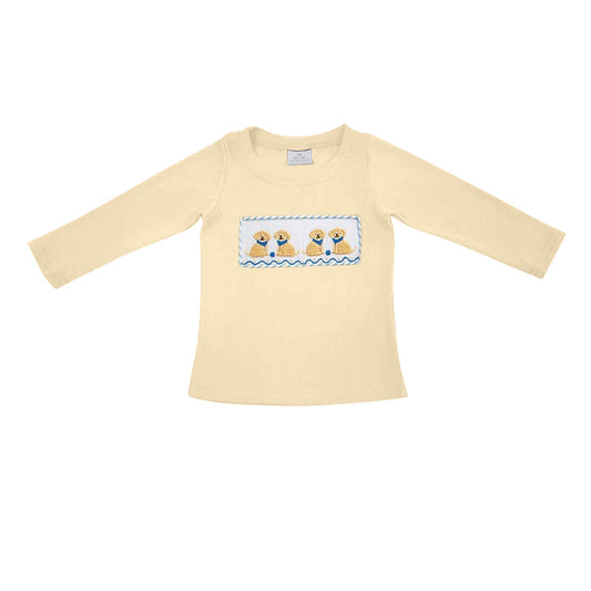 (Pre-order)BT1129  Dog Yellow Print Boys Long Sleeve Tee Shirts Top
