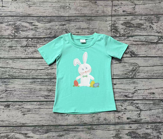 (Pre-order)BT1132  Bunny Green Print Boys Easter Tee Shirts Top