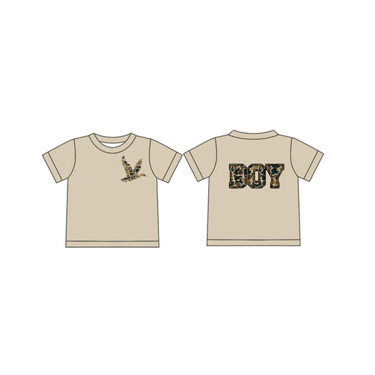 (Pre-order)BT1140 Duck Brown Camo Boy Print Boys Short Sleeve Tee Shirts Top
