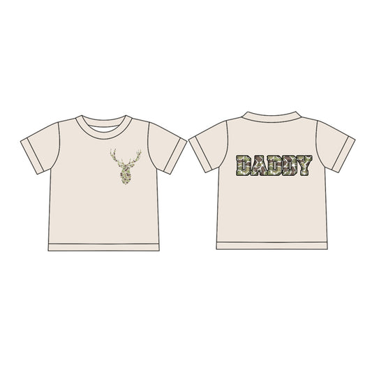 (Pre-order)BT1143 Adult Deer Camo DADDY Print Man Short Sleeve Tee Shirts Top