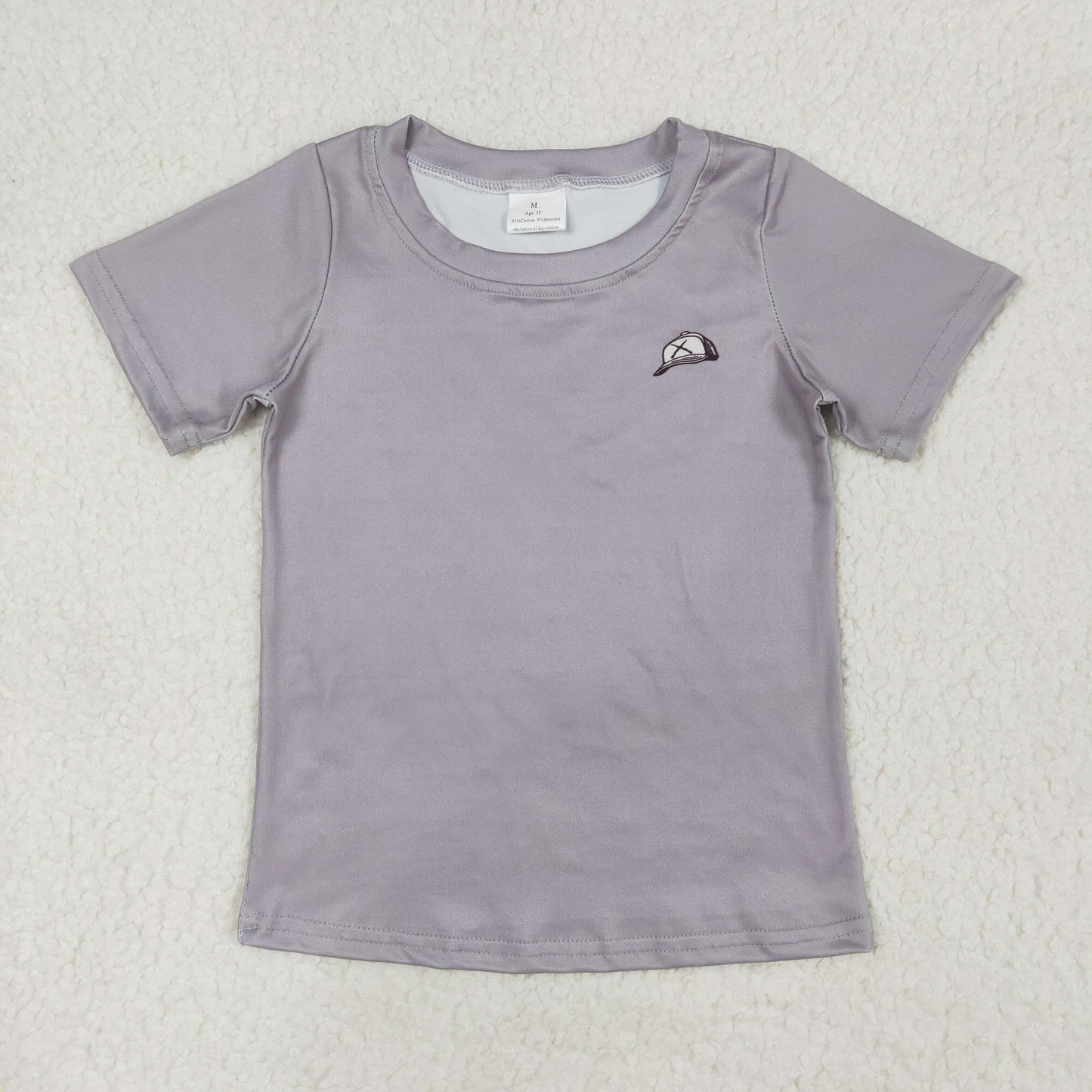 BT1149 Dog Grey Print Boys Summer Short Sleeve Tee Shirts Top