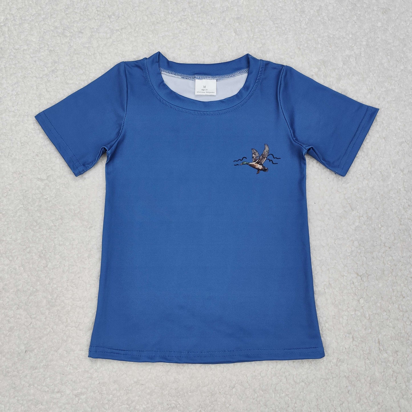 BT1150 Duck Blue Print Boys Summer Short Sleeve Tee Shirts Top