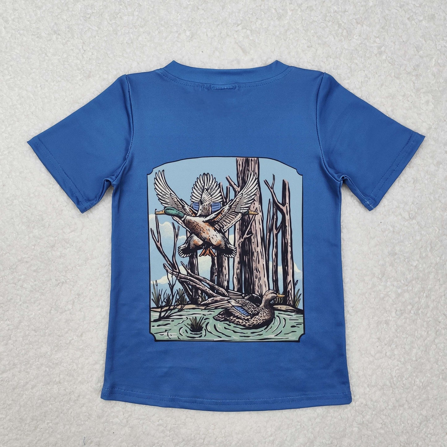 BT1150 Duck Blue Print Boys Summer Short Sleeve Tee Shirts Top