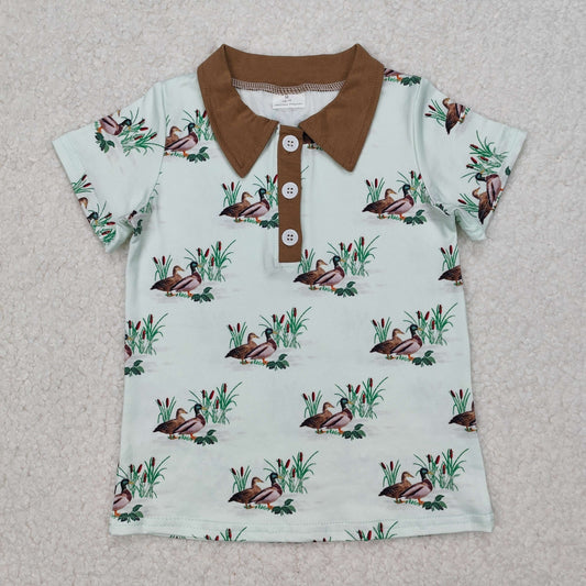 BT1174  Duck Print Boys Short Sleeve Polo Tee Shirts Top