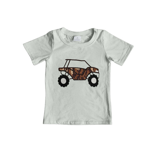 (Pre-order)BT1178 Monster Truck Brown Camo Print Kids Summer Tee Shirts Top