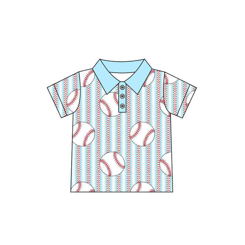 (Pre-order)BT1180 Baseball Print Boys Summer Polo Tee Shirts Top