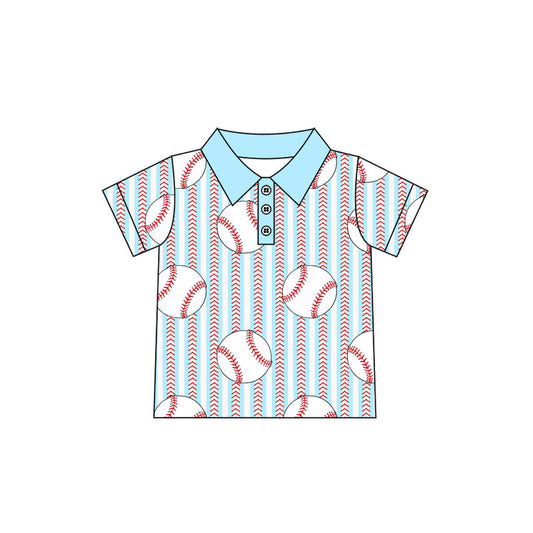 (Pre-order)BT1180 Baseball Print Boys Summer Polo Tee Shirts Top