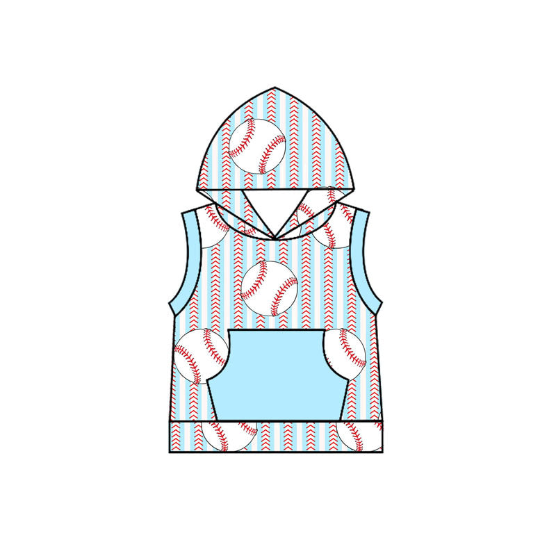 (Pre-order)BT1181 Baseball Print Boys Summer Hoodie Tee Shirts Top