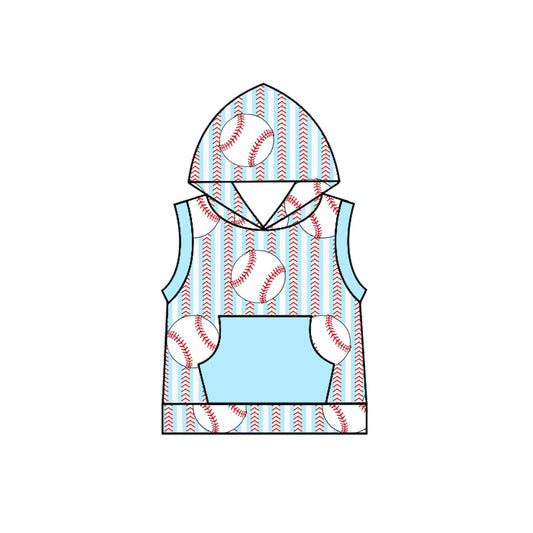 (Pre-order)BT1181 Baseball Print Boys Summer Hoodie Tee Shirts Top