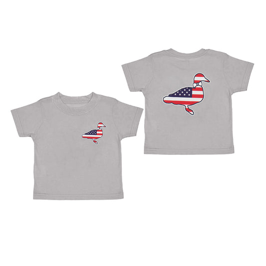 (Pre-order)BT1199   Duck Flag Grey Print Boys 4th of July Tee Shirts Top