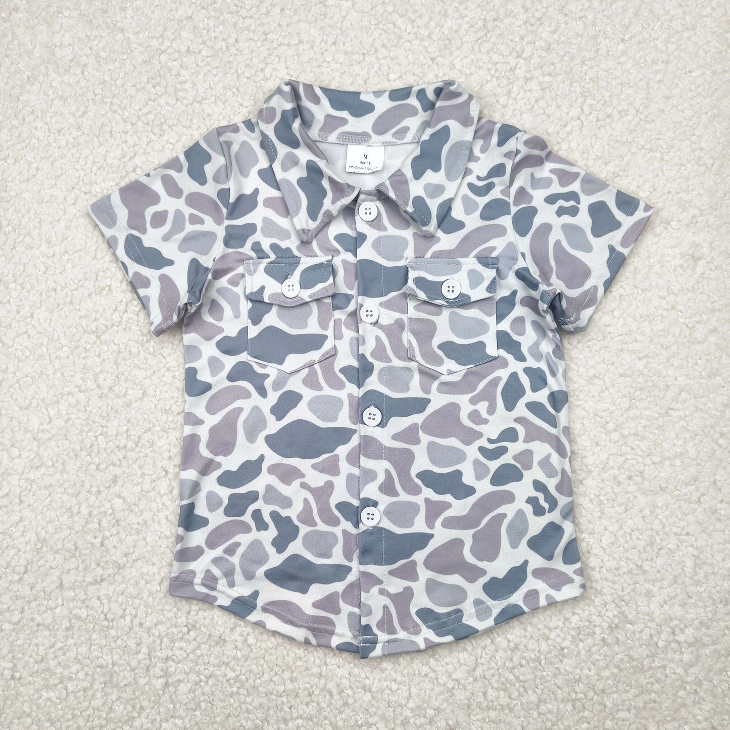 3 Colors Camo Print Pockets Boys Summer Tee Shirts Top Brothers Wear