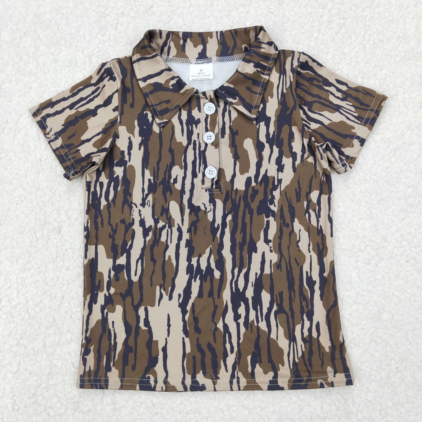 BT1207 Camo Print Boys Summer Polo Tee Shirts Top