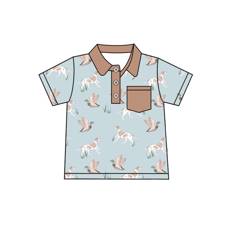 (Pre-order)BT1208 Duck Dog Print Boys Polo Tee Shirts Top