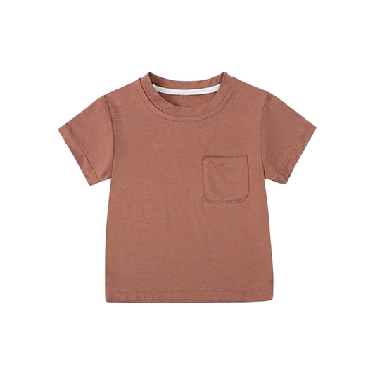 (Pre-order)BT1218 Brown Pocket Boys Summer Tee Shirts Top