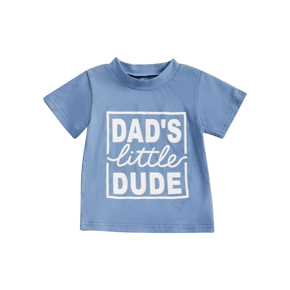 (Pre-order)BT1222 DAD'S Little DUDE Blue Print Boys Summer Tee Shirts Top